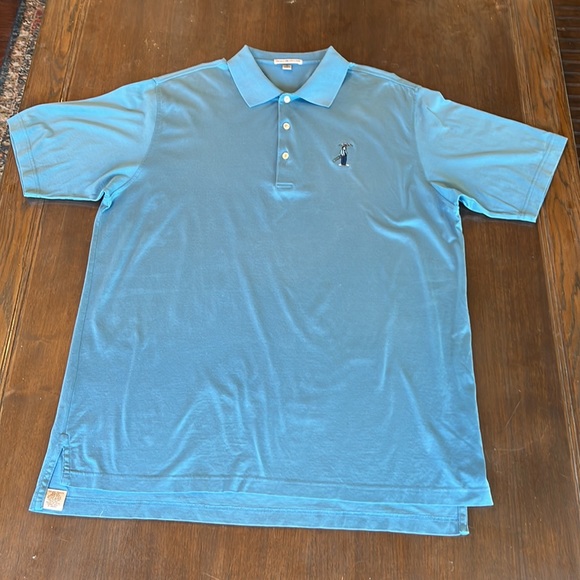 Peter Millar XL Polo Embroidered Golfer W/Umbrella Logo,Short Sleeves,Light Blue - Picture 2 of 7